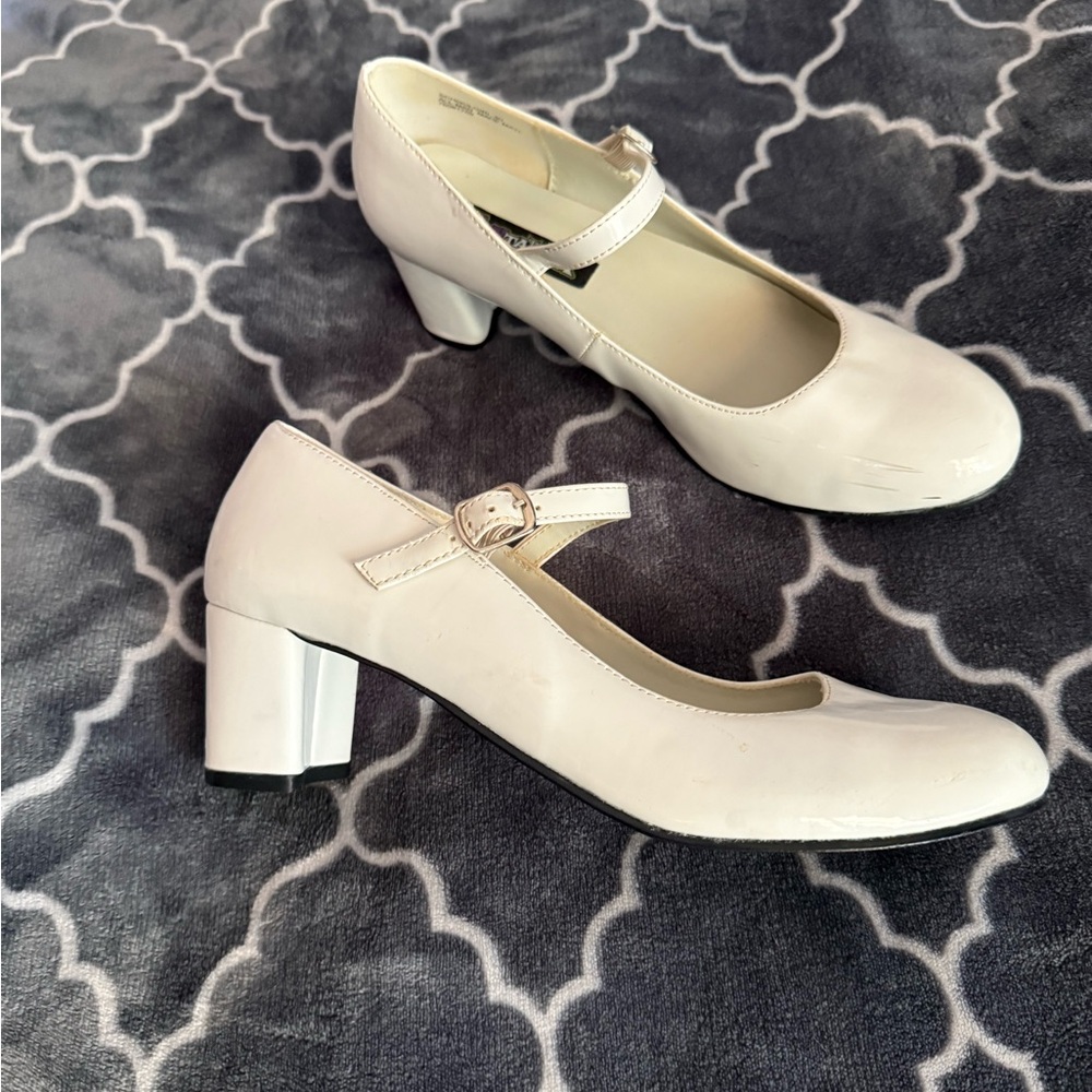 Elegant White Mary Jane Heels